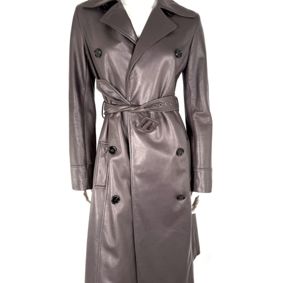 NWT Dolce & Gabbana Brown Long Collared Belted Long Leather Coat Jacket - Picture 4 of 13